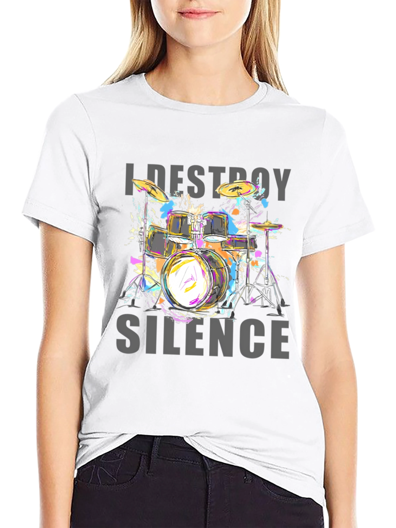 I Destroy Silence Drum Set Graphic Tee