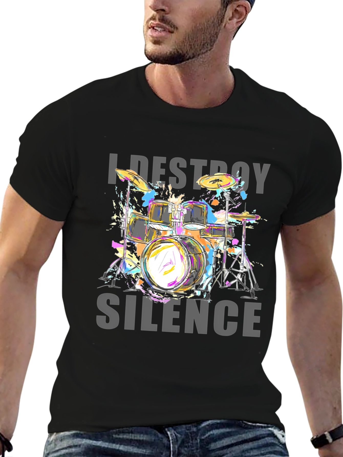 I Destroy Silence Drum Set Graphic Tee