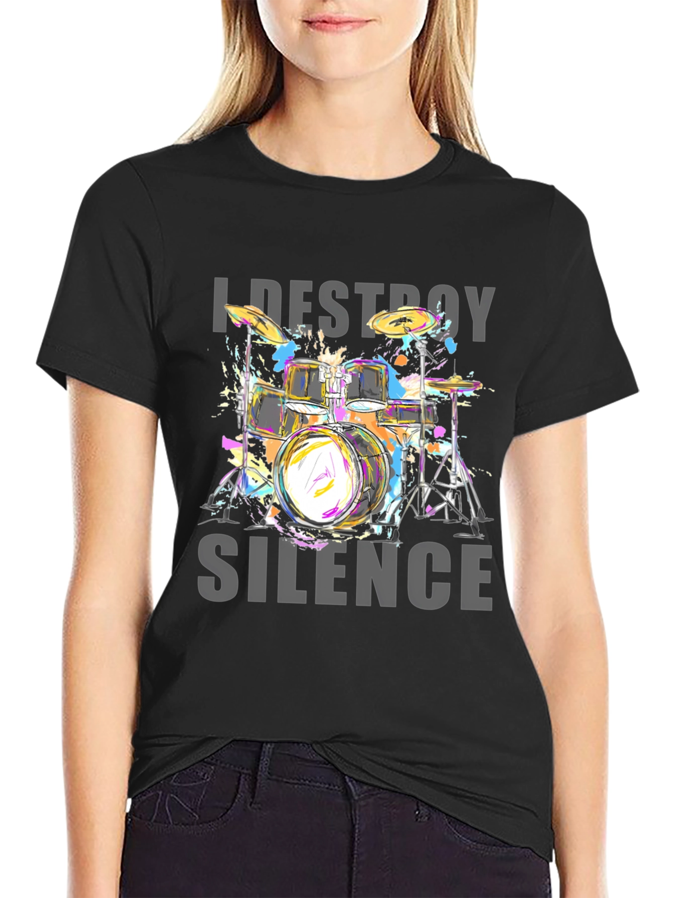 I Destroy Silence Drum Set Graphic Tee