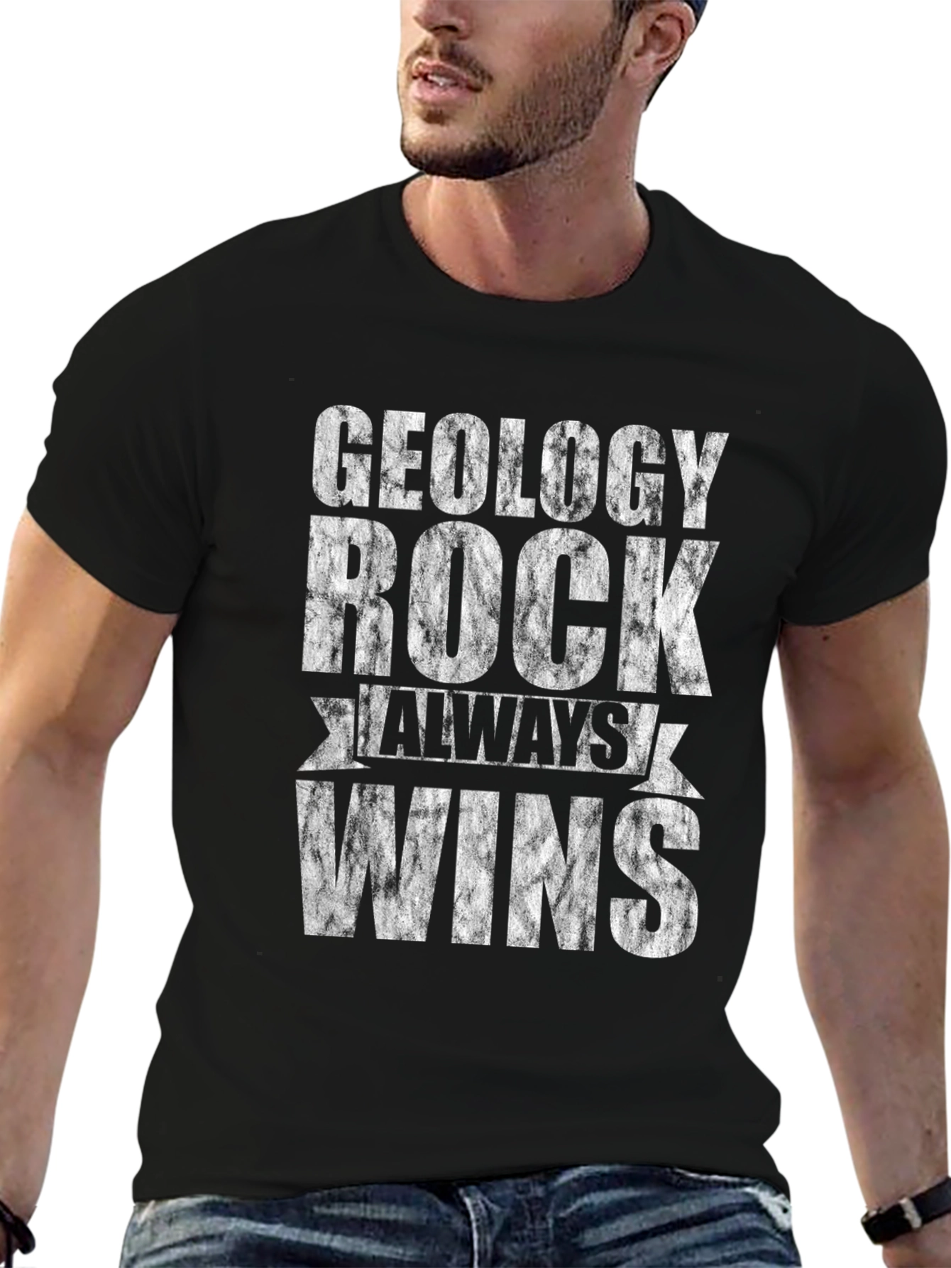 Geology Rock Always Wins Black Graphic Tee