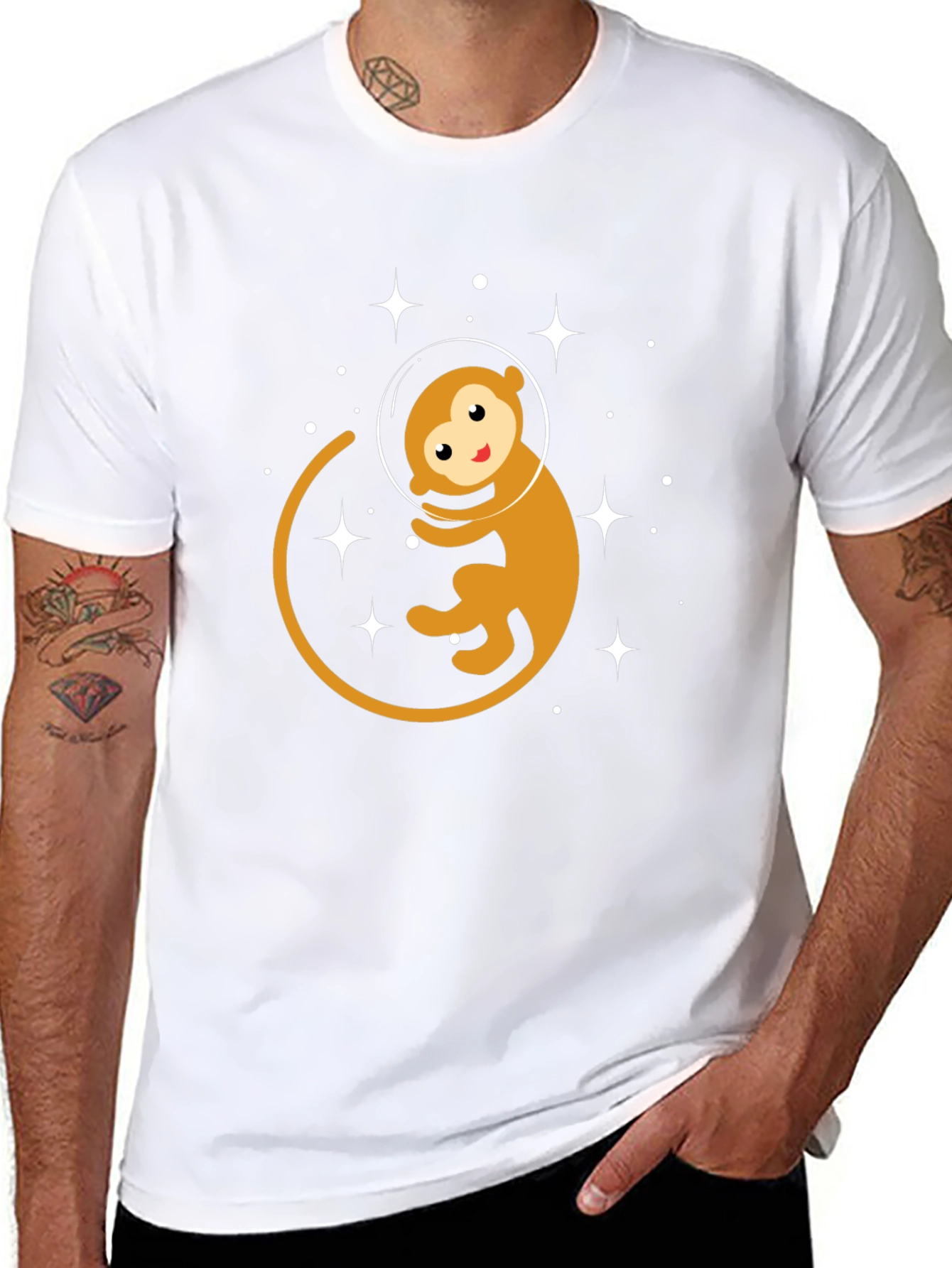Monkey Astronaut Graphic T-Shirt