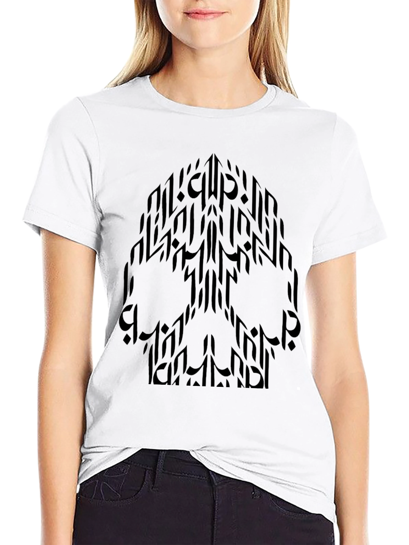 Abstract Skull Graphic Black T-Shirt