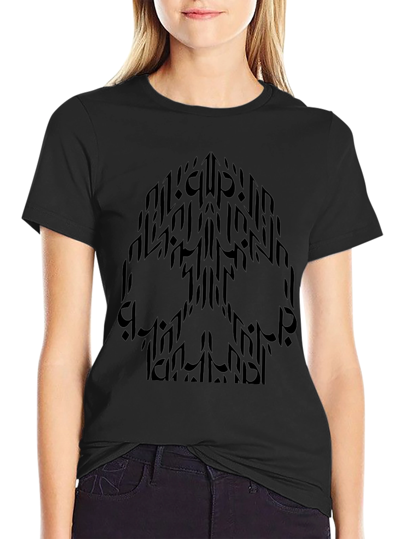 Abstract Skull Graphic Black T-Shirt