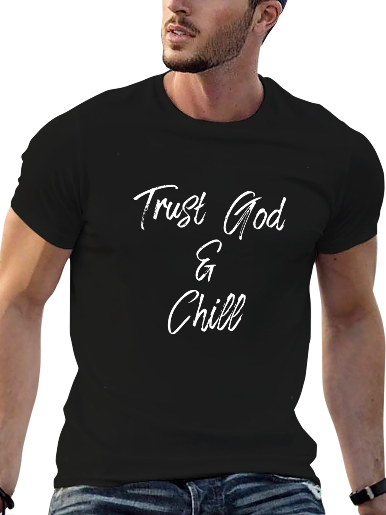Trust God & Chill Black Graphic T-Shirt