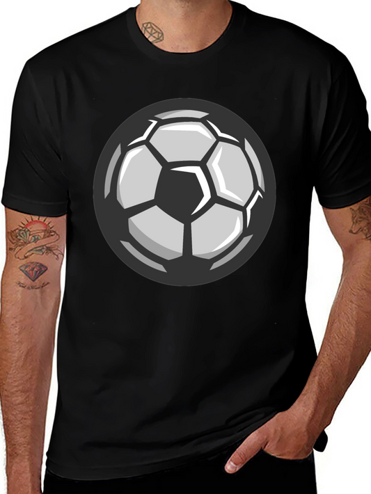Soccer Ball Graphic Tee - Black Cotton T-Shirt