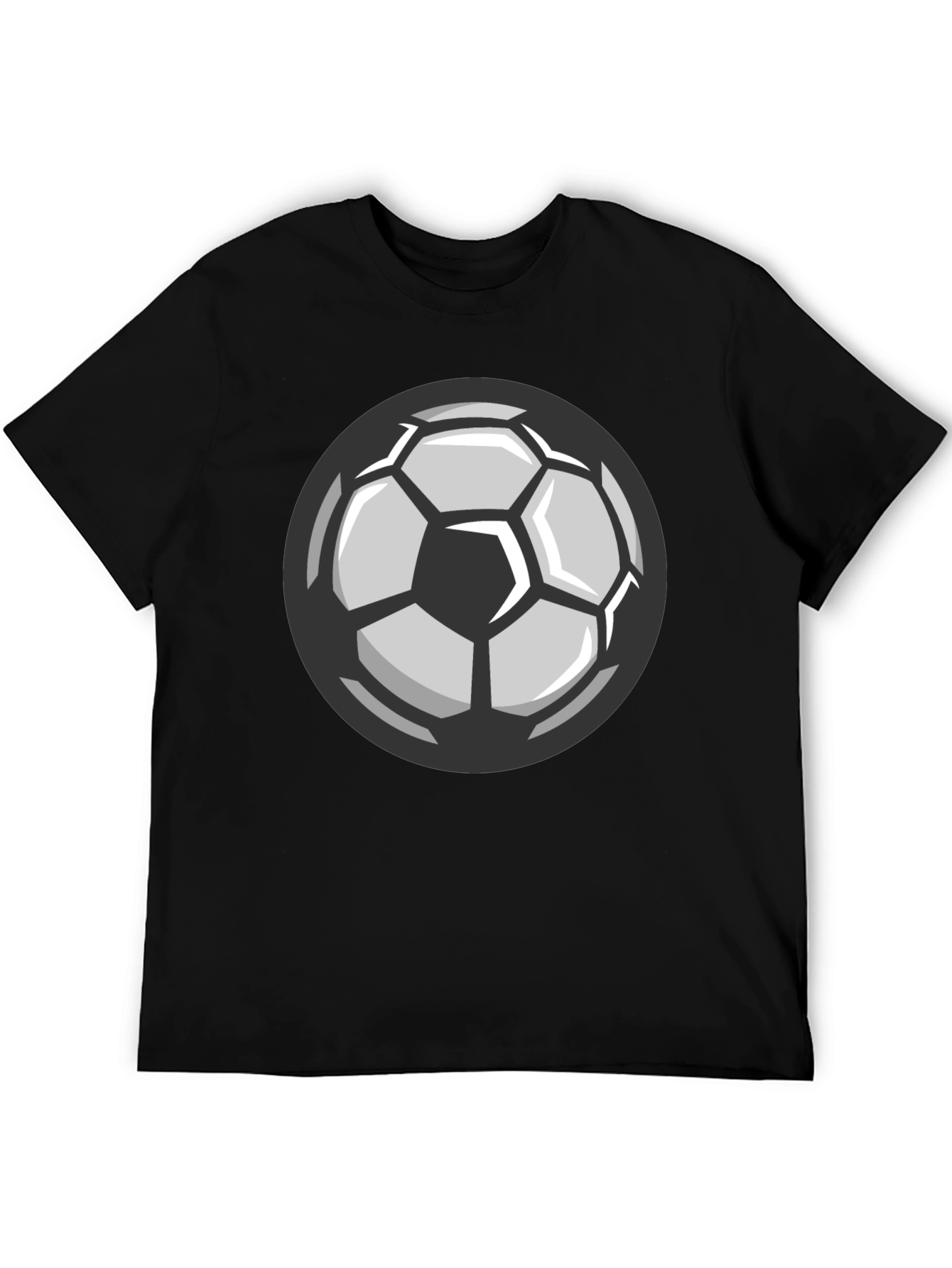 Soccer Ball Graphic Tee - Black Cotton T-Shirt