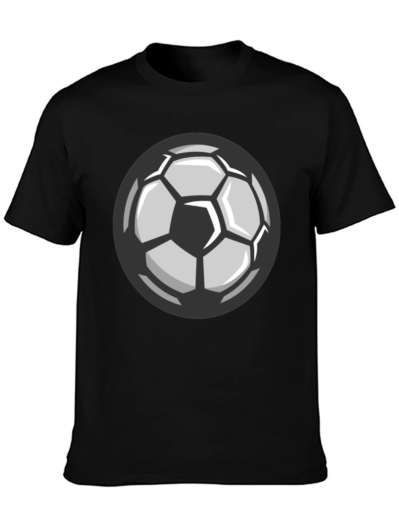 Soccer Ball Graphic Tee - Black Cotton T-Shirt