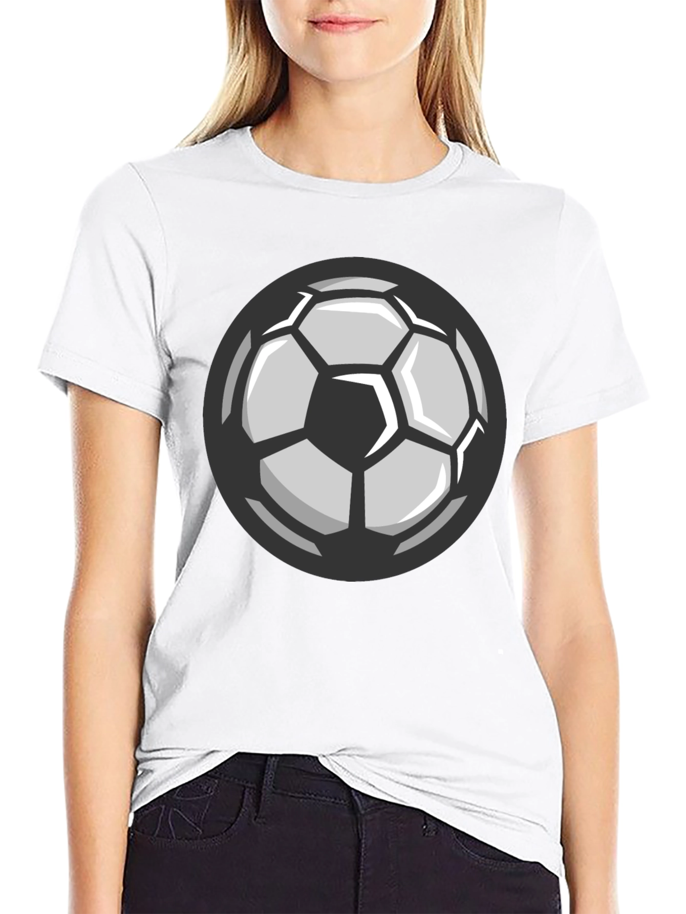 Soccer Ball Graphic Tee - Black Cotton T-Shirt