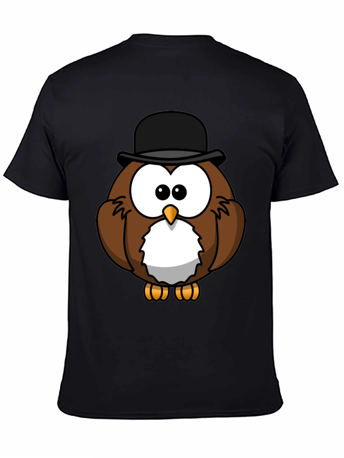 Whimsical Owl Graphic Tee - Black Cotton Blend