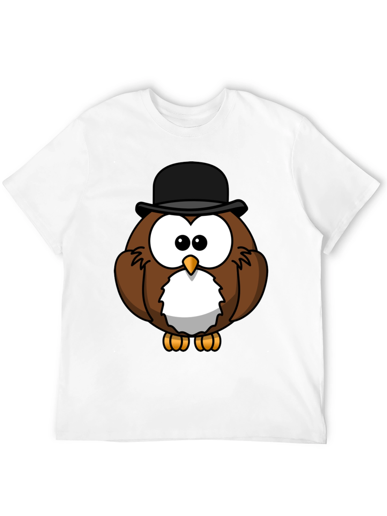 Whimsical Owl Graphic Tee - Black Cotton Blend