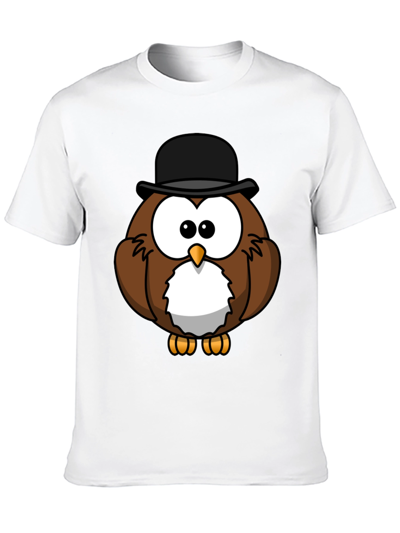 Whimsical Owl Graphic Tee - Black Cotton Blend