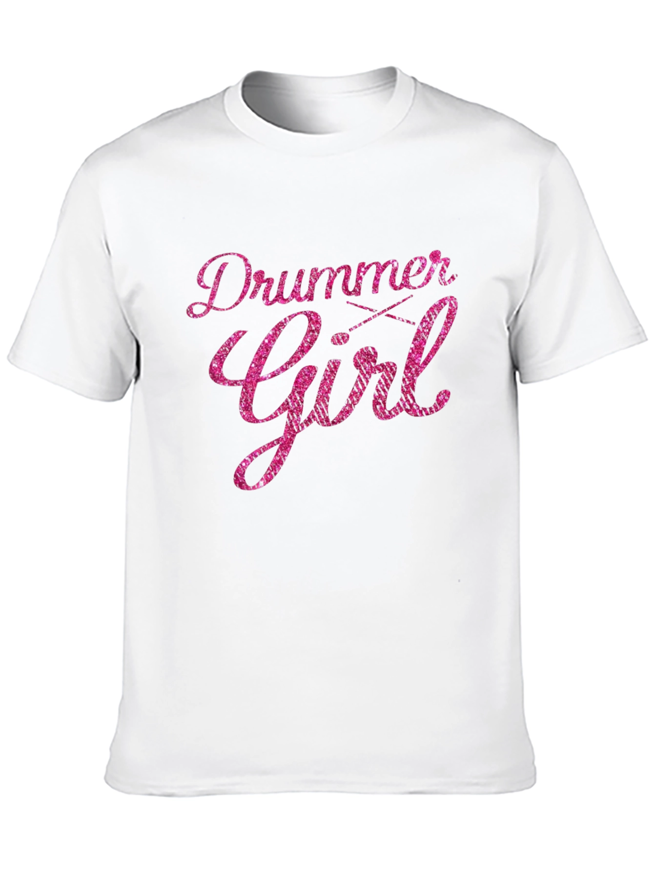 Drummer Girl Pink Glitter T-Shirt