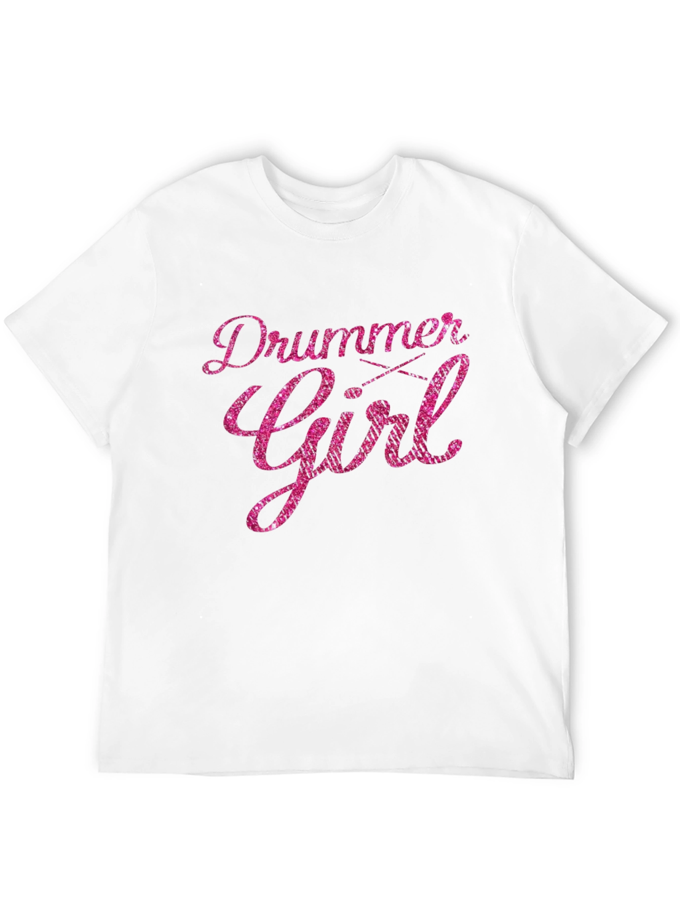 Drummer Girl Pink Glitter T-Shirt
