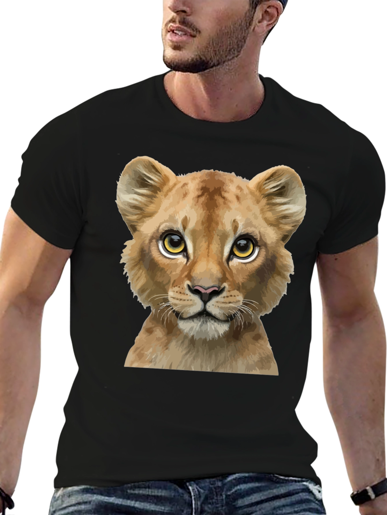 Lion Cub Graphic Tee - Black Cotton Blend