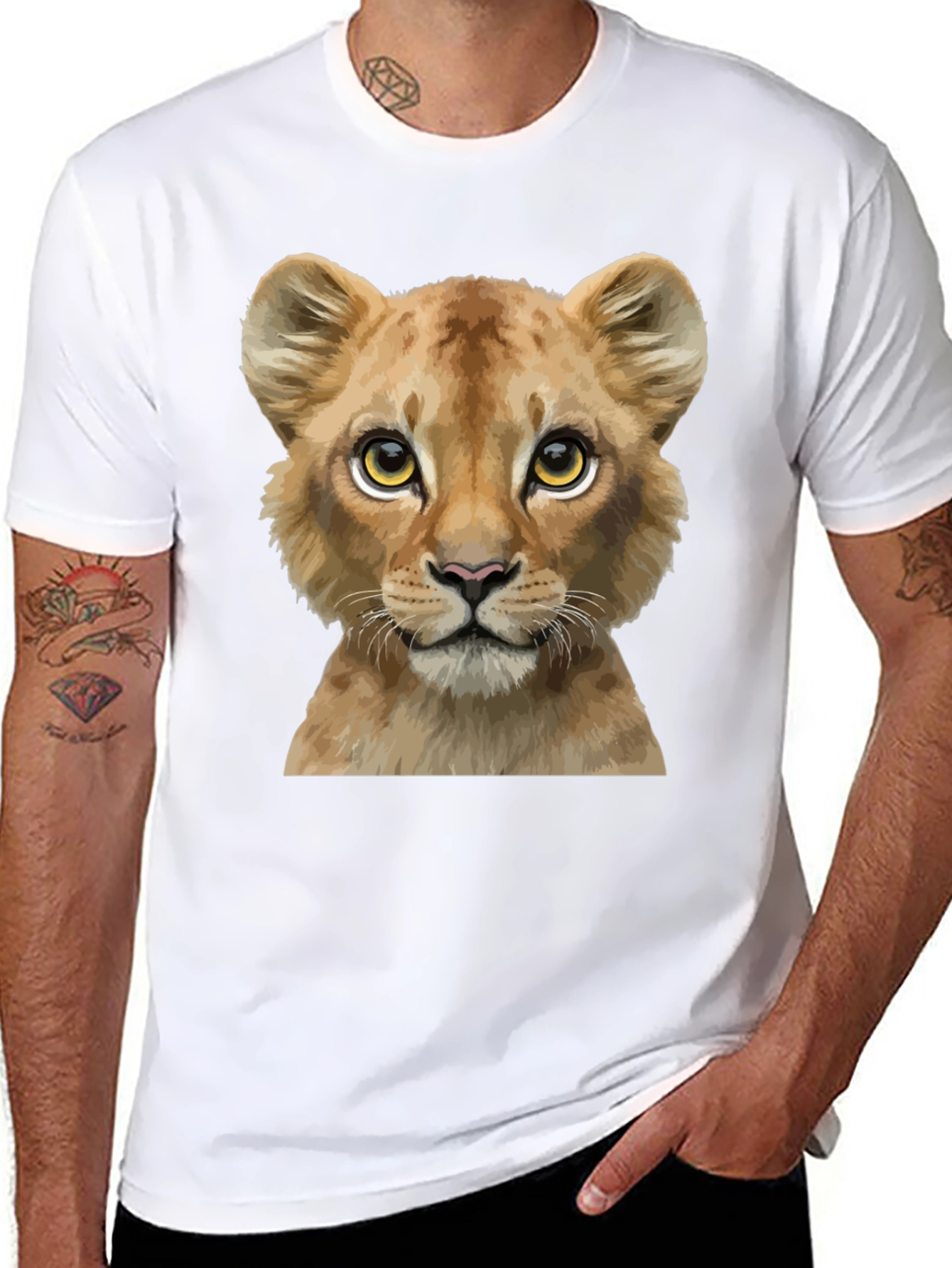 Lion Cub Graphic Tee - Black Cotton Blend
