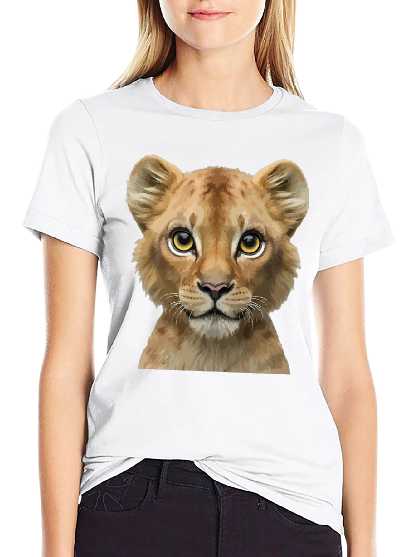 Lion Cub Graphic Tee - Black Cotton Blend