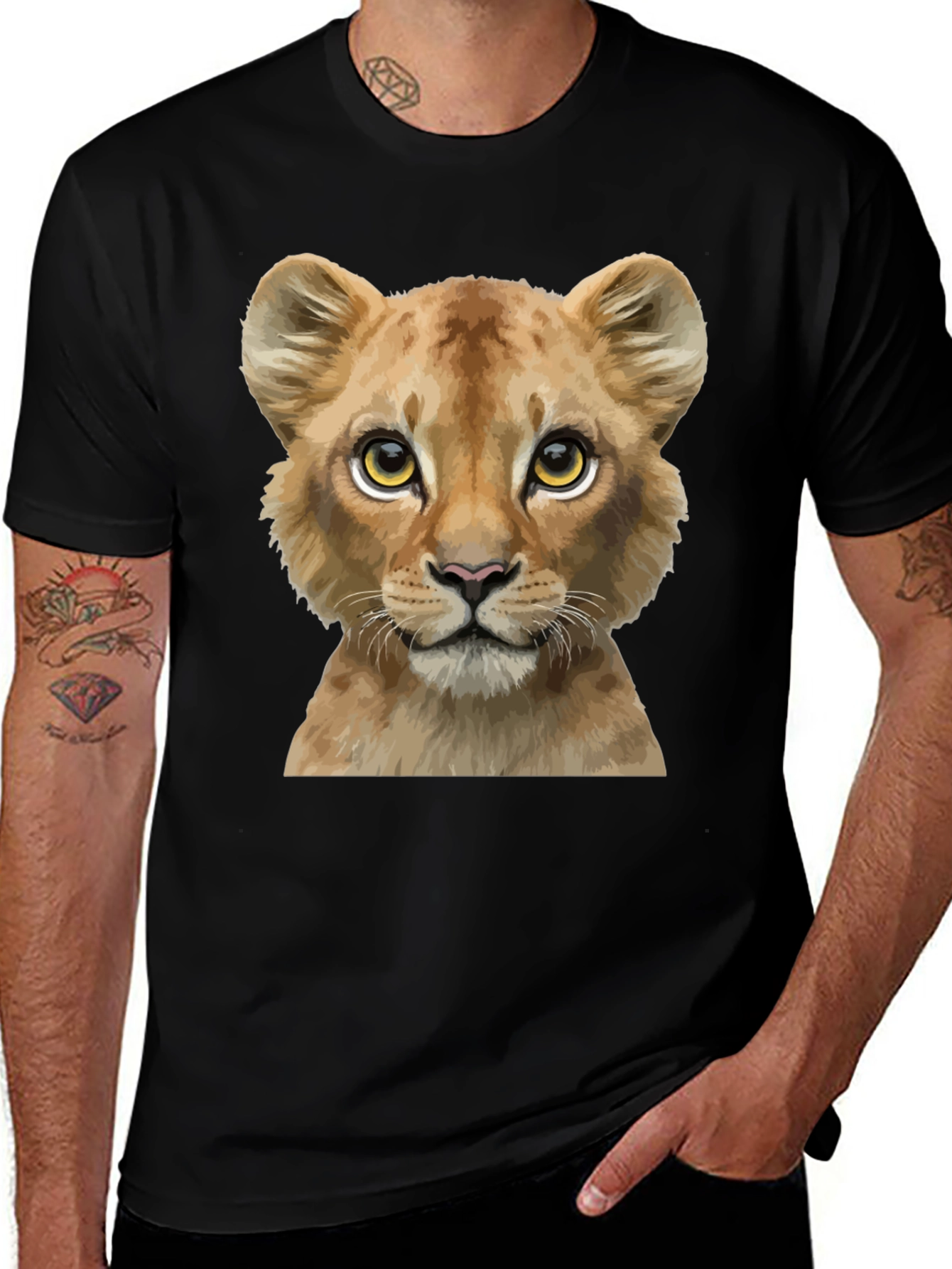 Lion Cub Graphic Tee - Black Cotton Blend