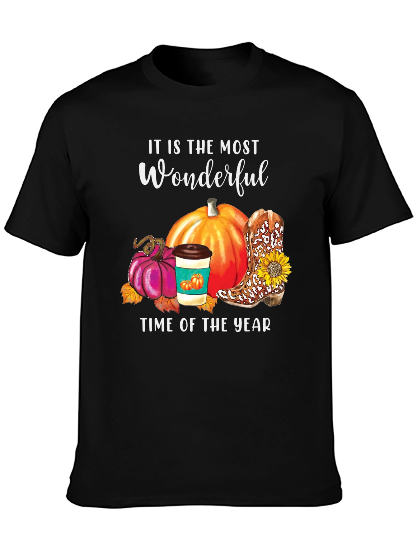 Fall Wonderful Time T-Shirt Pumpkin Latte Boot
