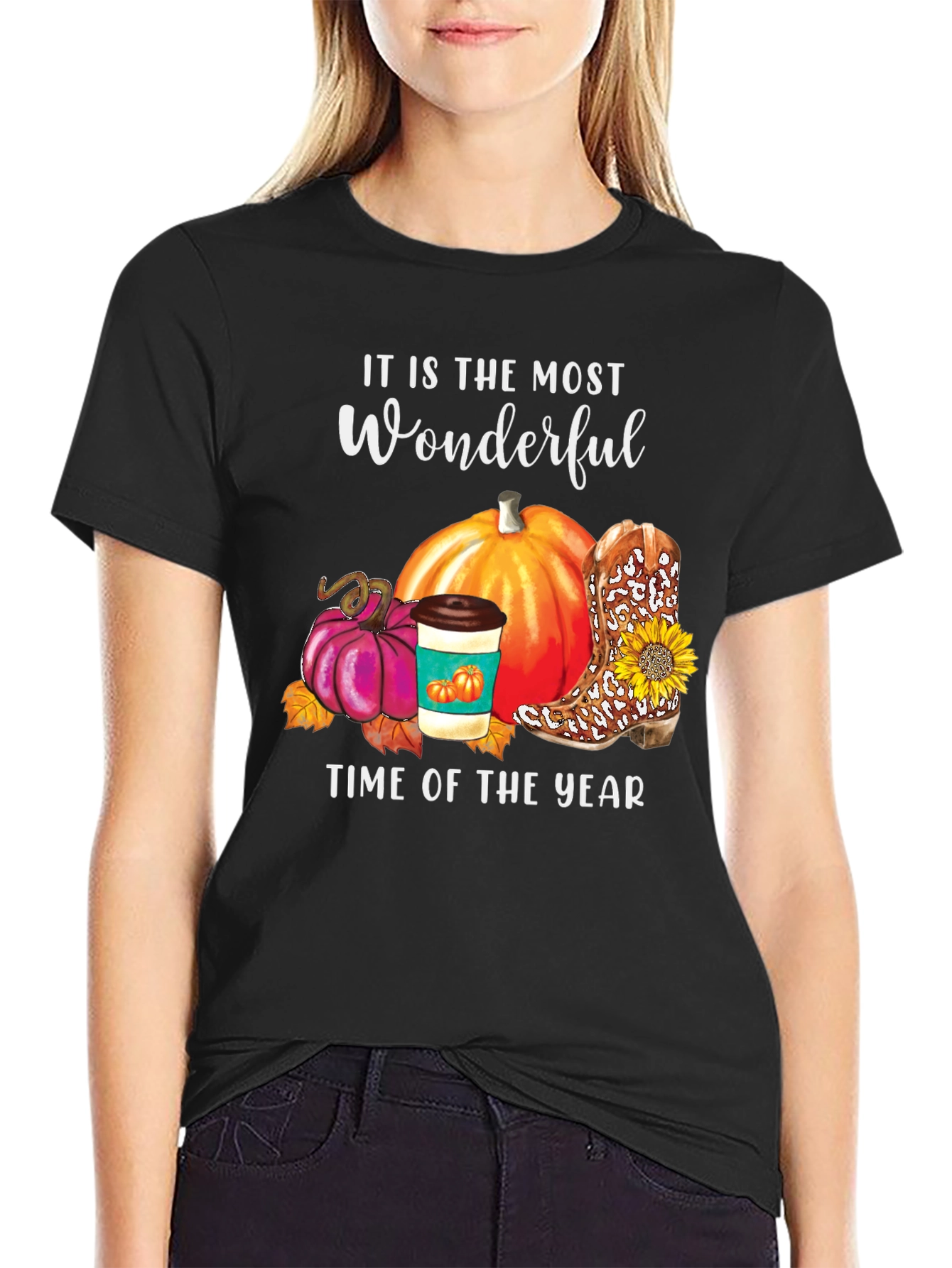 Fall Wonderful Time T-Shirt Pumpkin Latte Boot