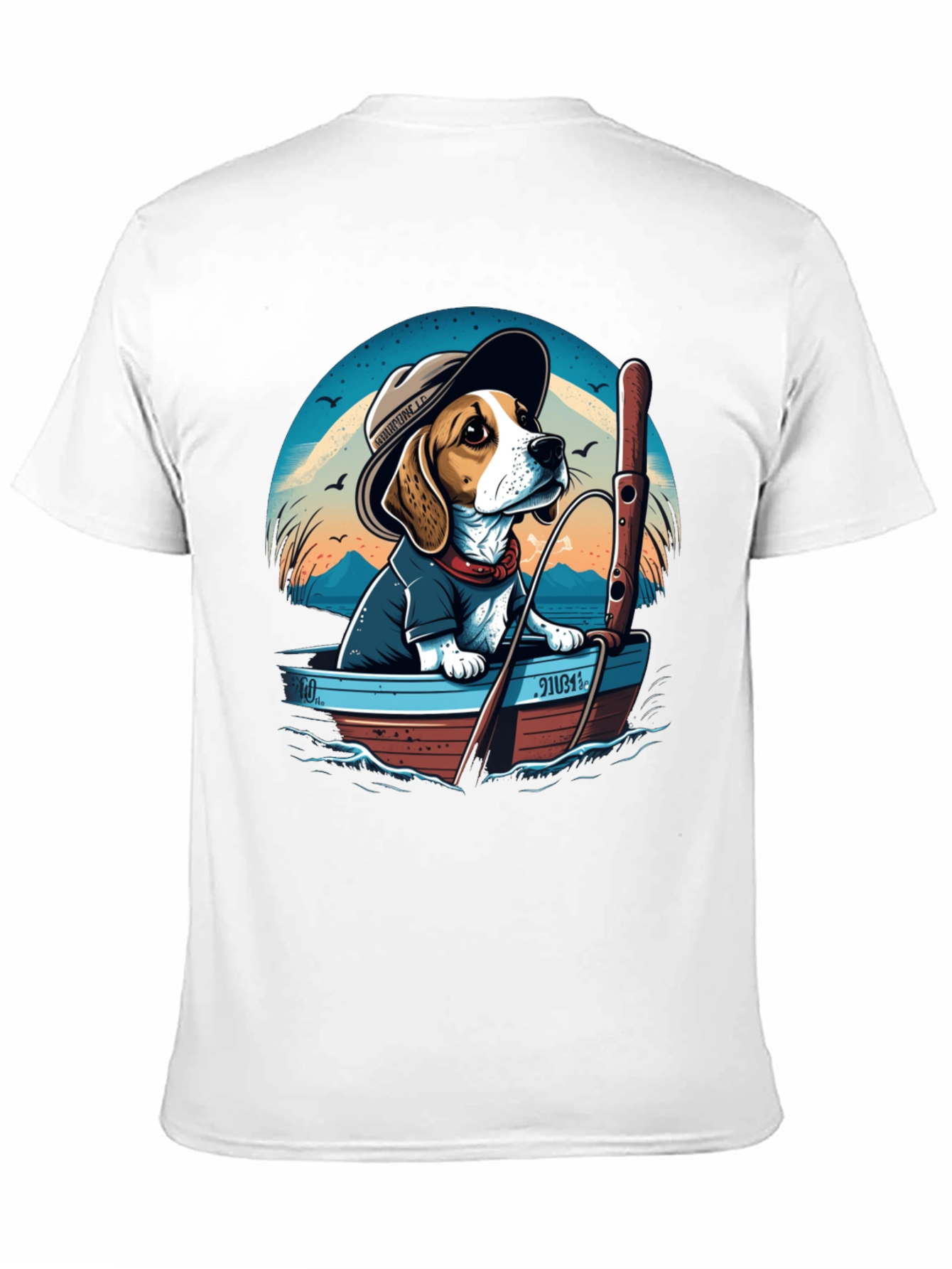 Beagle Dog Fishing Boat Graphic Tee