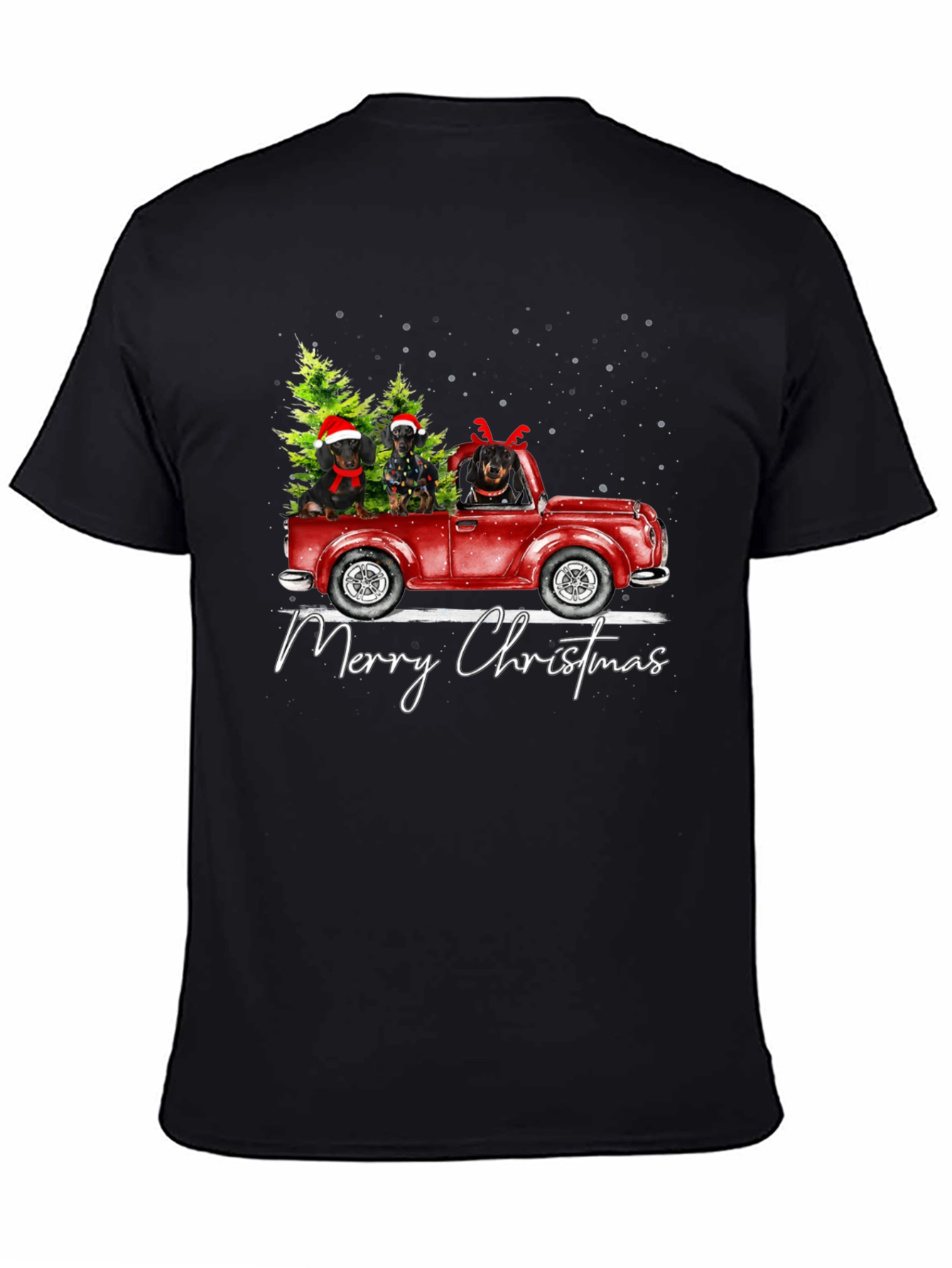 Dachshunds Christmas Truck Graphic Tee