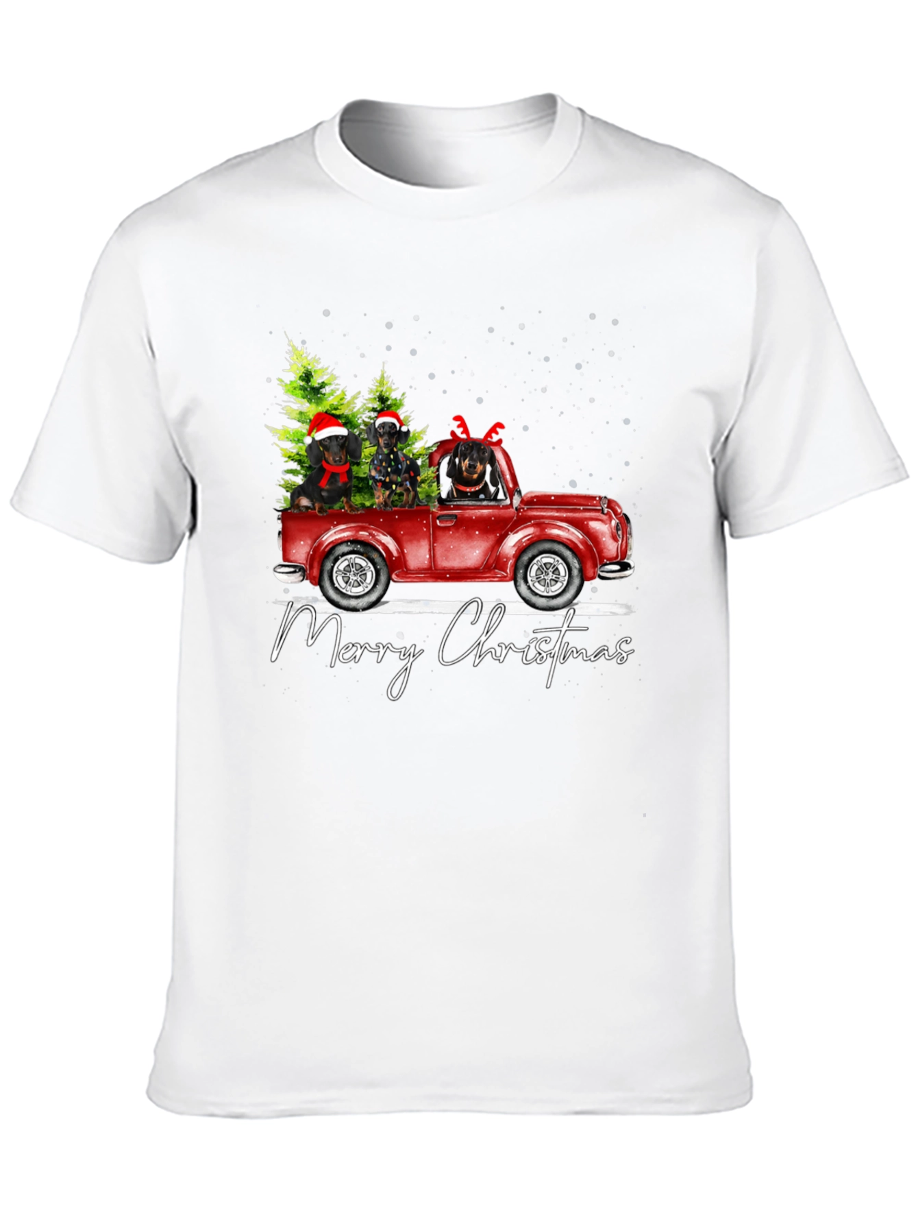 Dachshunds Christmas Truck Graphic Tee