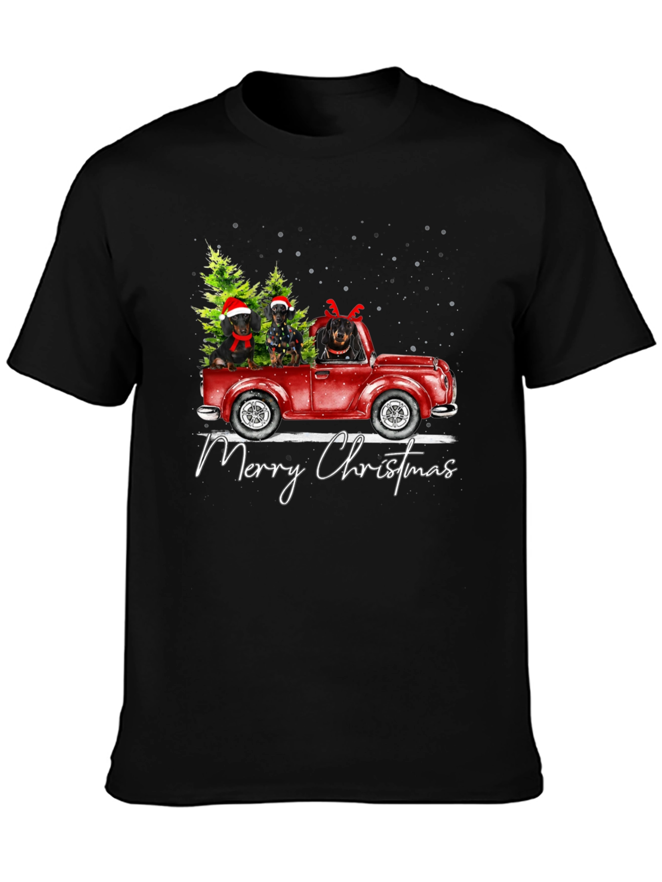 Dachshunds Christmas Truck Graphic Tee