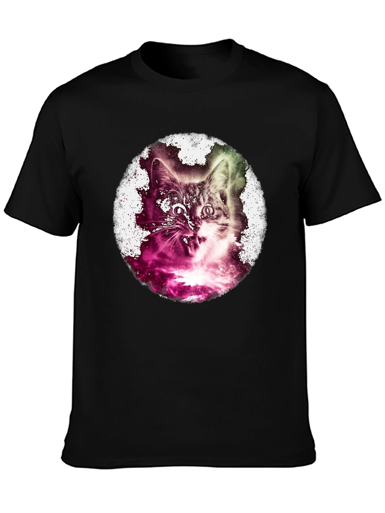 Cosmic Cat Graphic Black T-Shirt