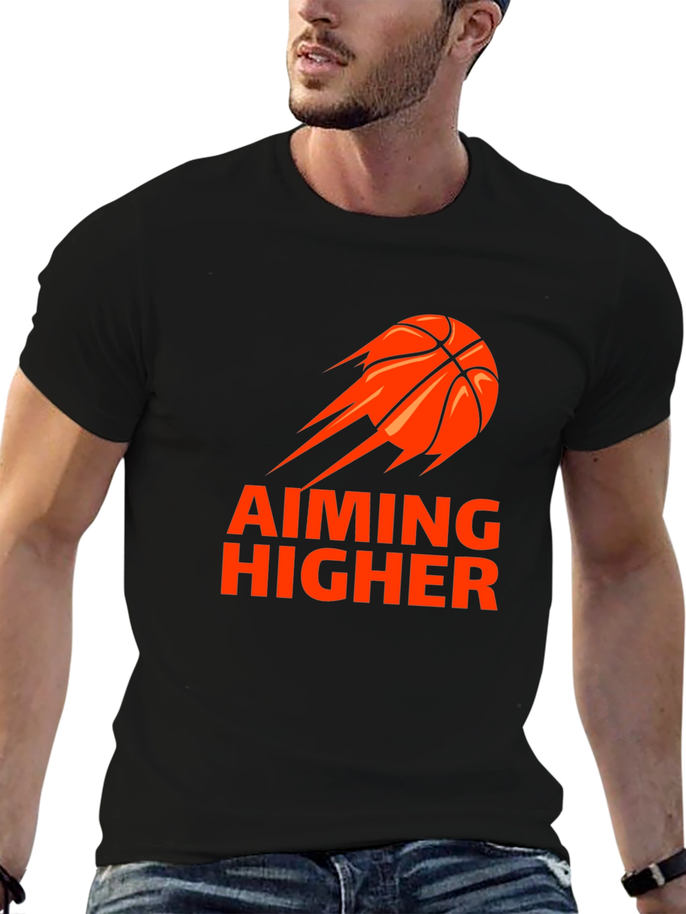 Aiming Higher Basketball Graphic Tee - Black