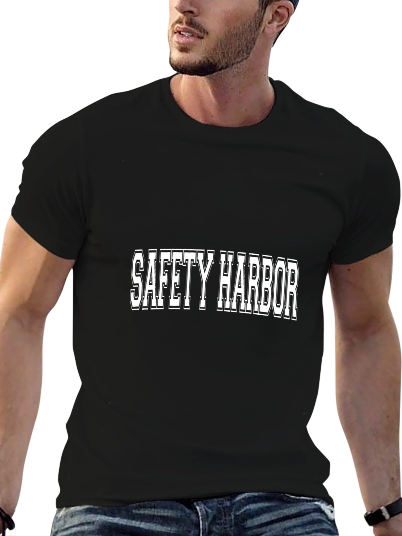 Safety Harbor Graphic Tee - Black Cotton T-Shirt