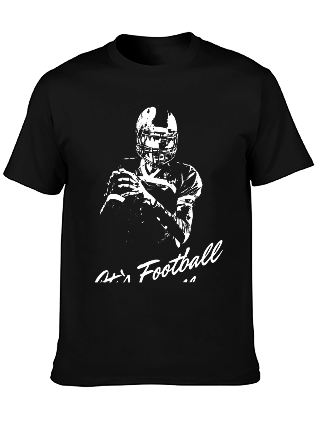 Football Player Graphic Tee - Black Cotton Shirt