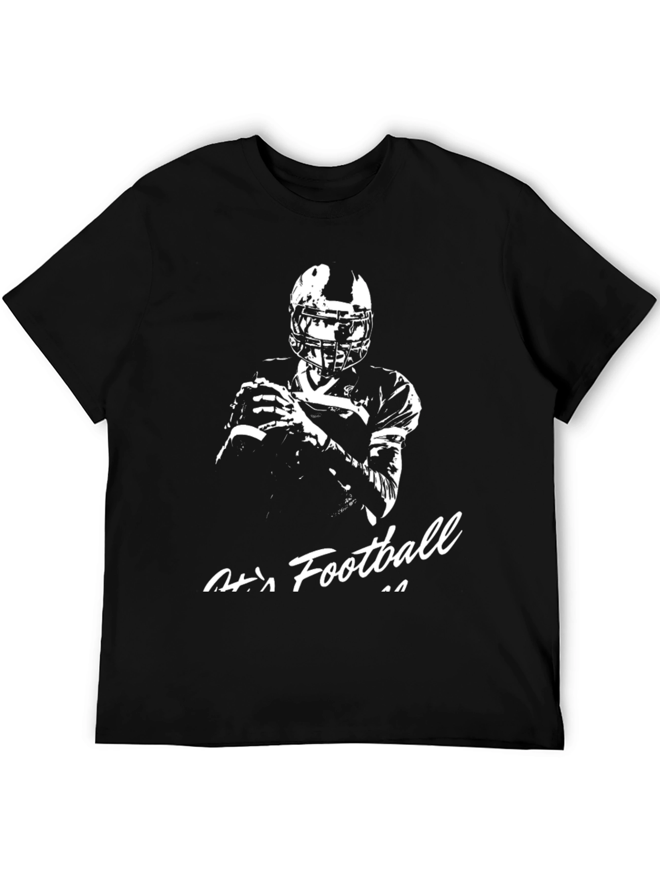 Football Player Graphic Tee - Black Cotton Shirt