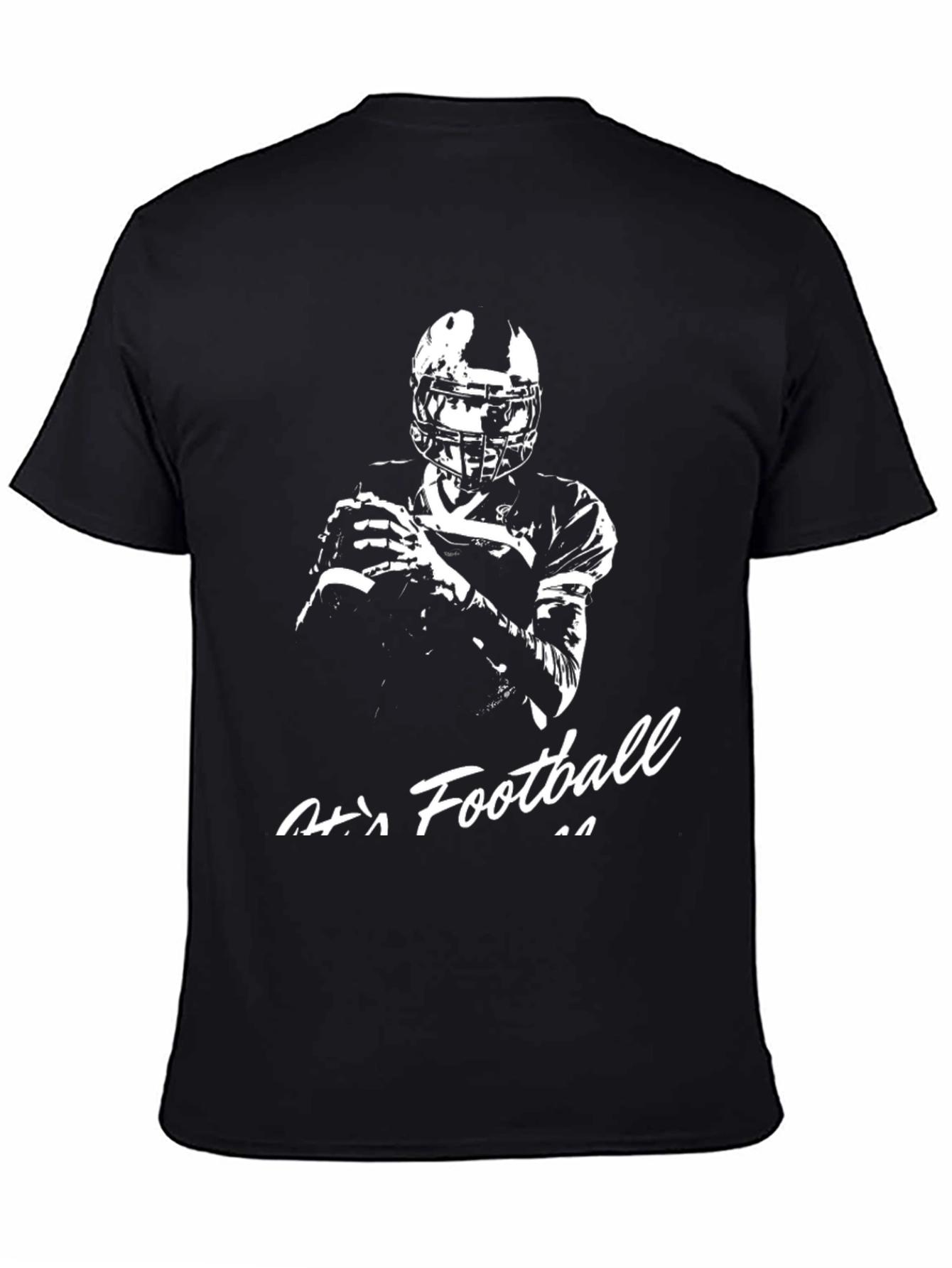 Football Player Graphic Tee - Black Cotton Shirt