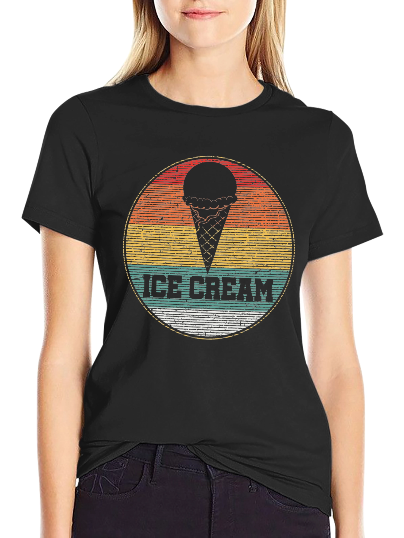 Retro Ice Cream Graphic Tee - Black