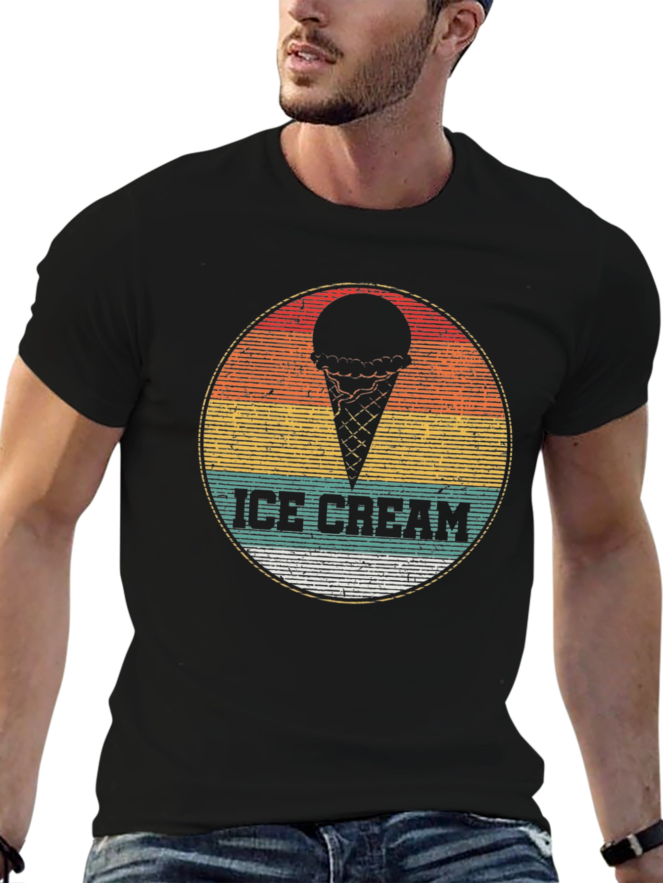 Retro Ice Cream Graphic Tee - Black