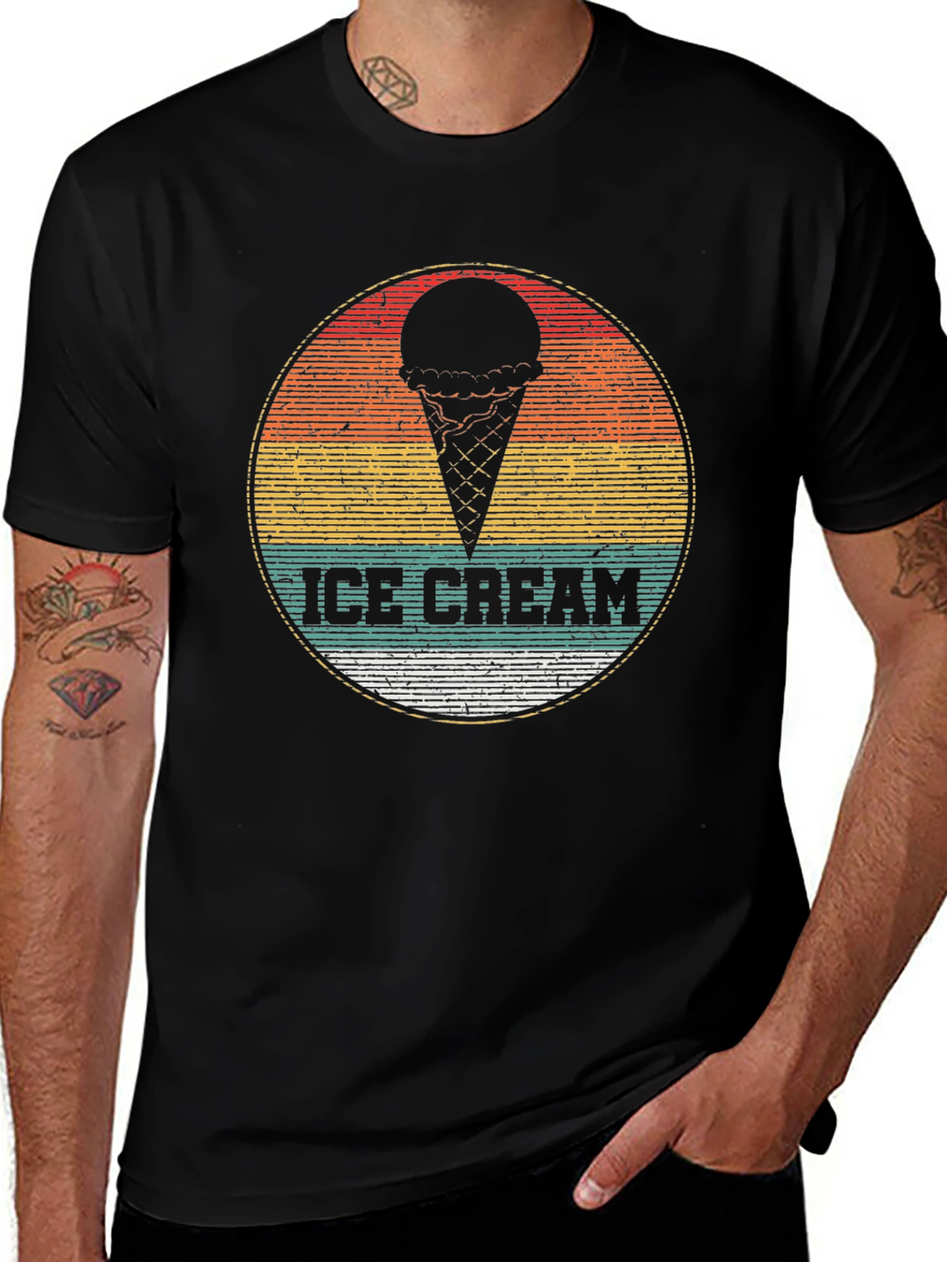 Retro Ice Cream Graphic Tee - Black