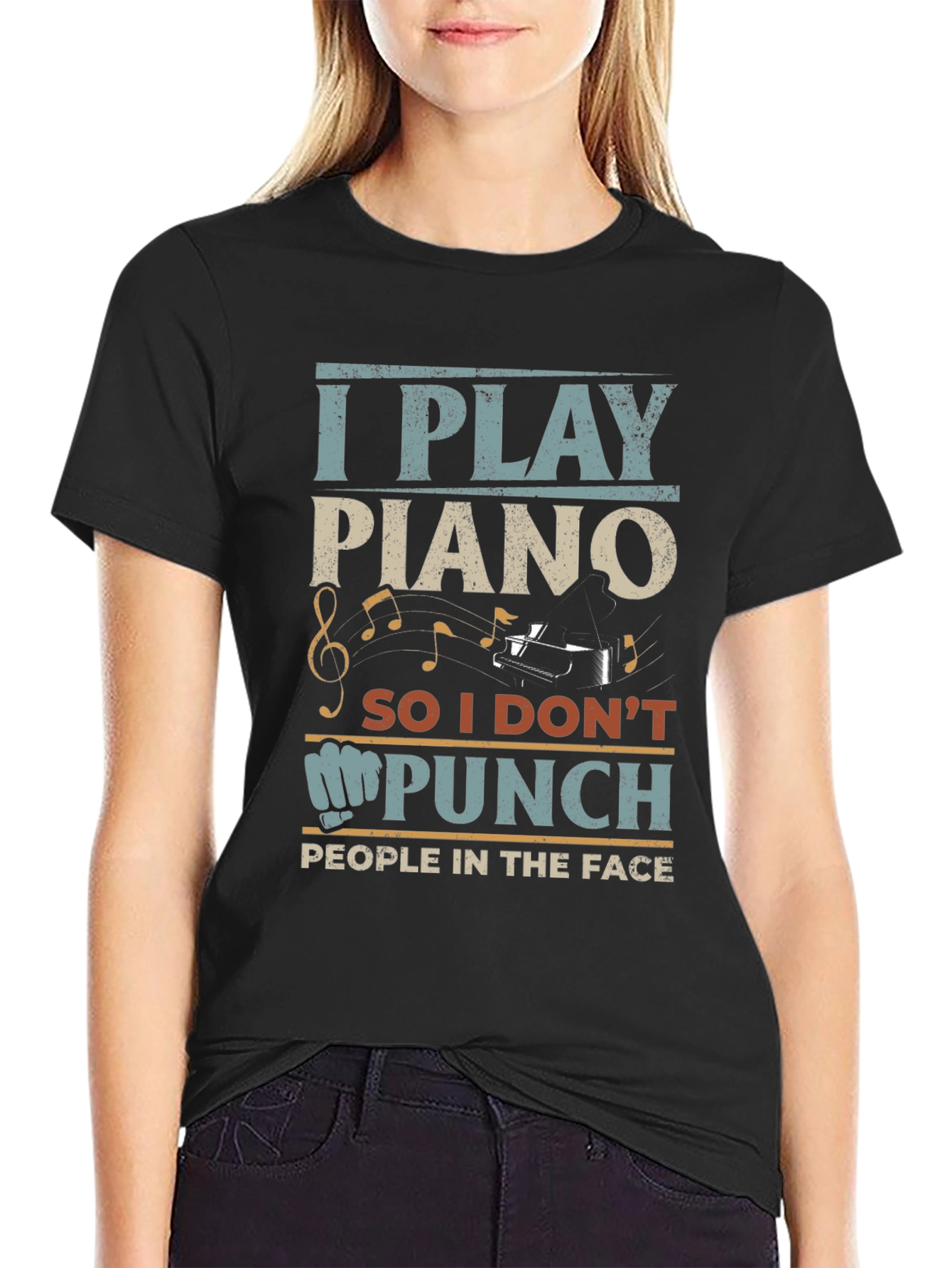 I Play Piano Graphic T-Shirt - Funny Musician Tee