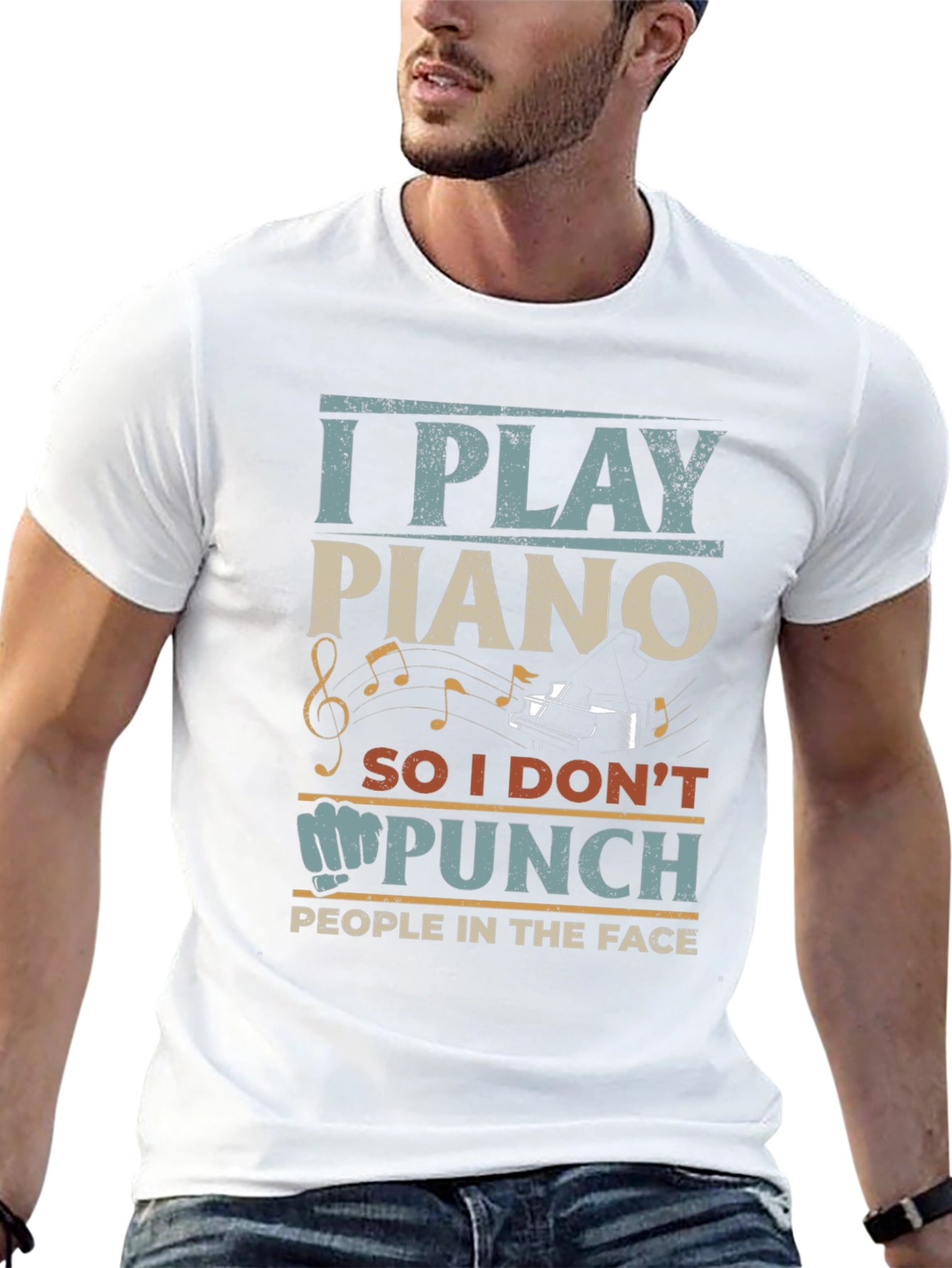 I Play Piano Graphic T-Shirt - Funny Musician Tee