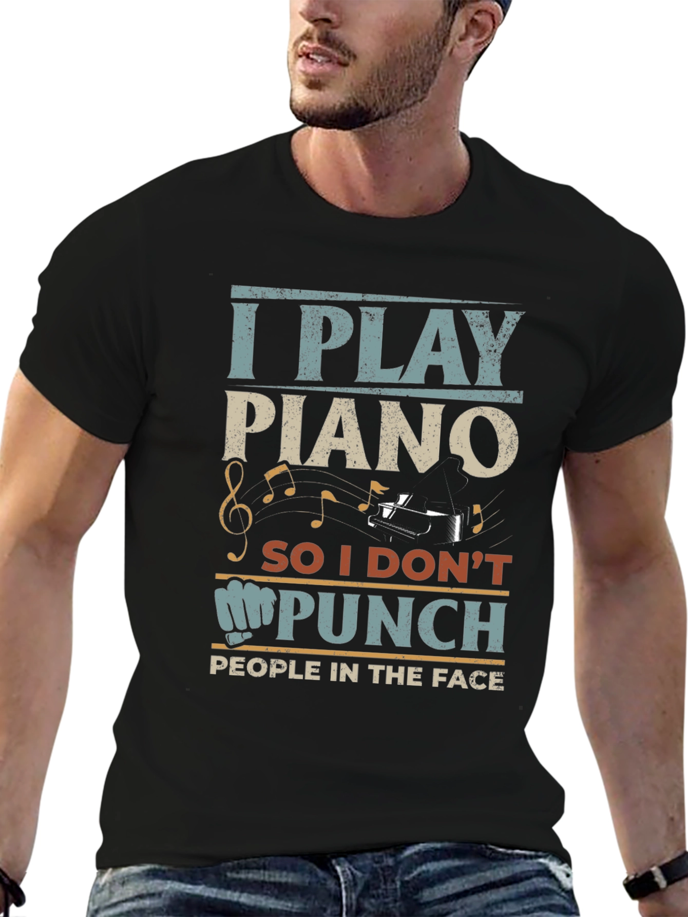 I Play Piano Graphic T-Shirt - Funny Musician Tee