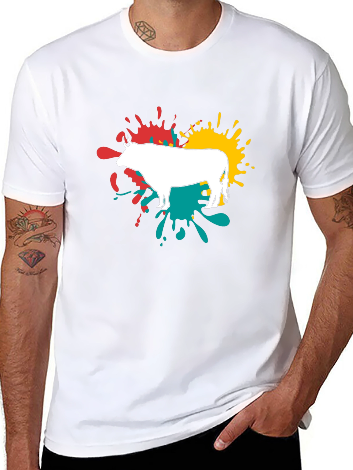 Abstract Bull Graphic Tee - Modern Casual Style