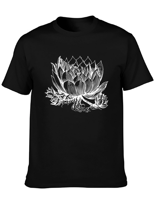 Lotus Flower Graphic Tee - Black Cotton T-Shirt