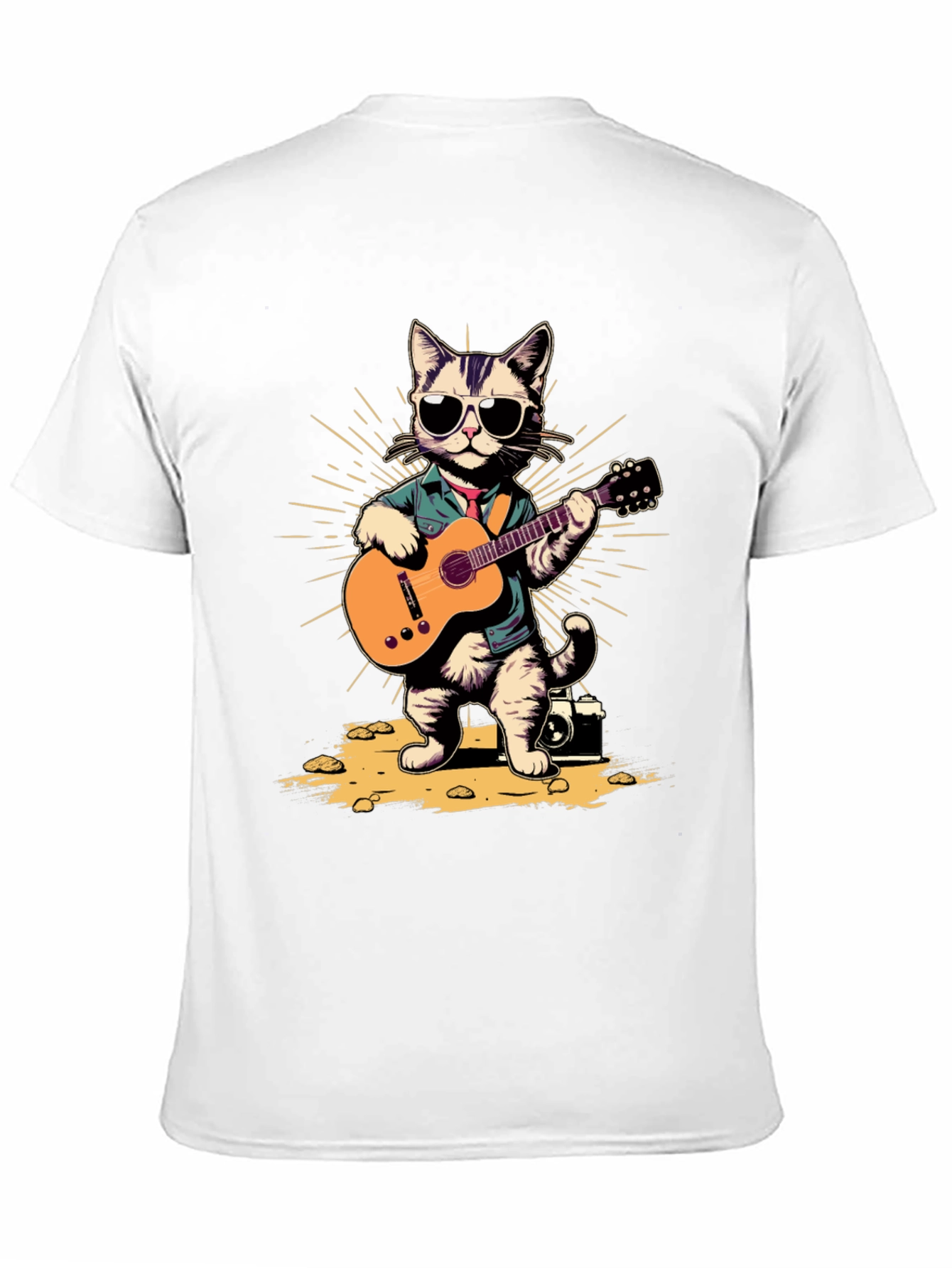 Cool Cat Guitarist Graphic T-Shirt
