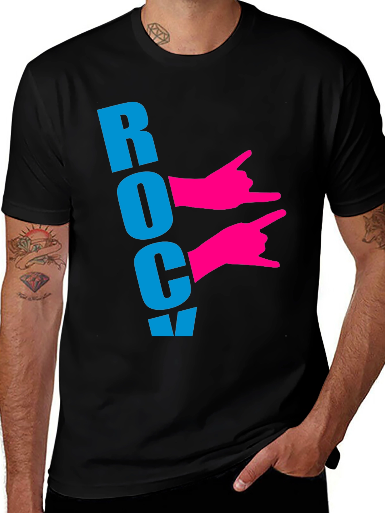 Rock On! Black Graphic T-Shirt