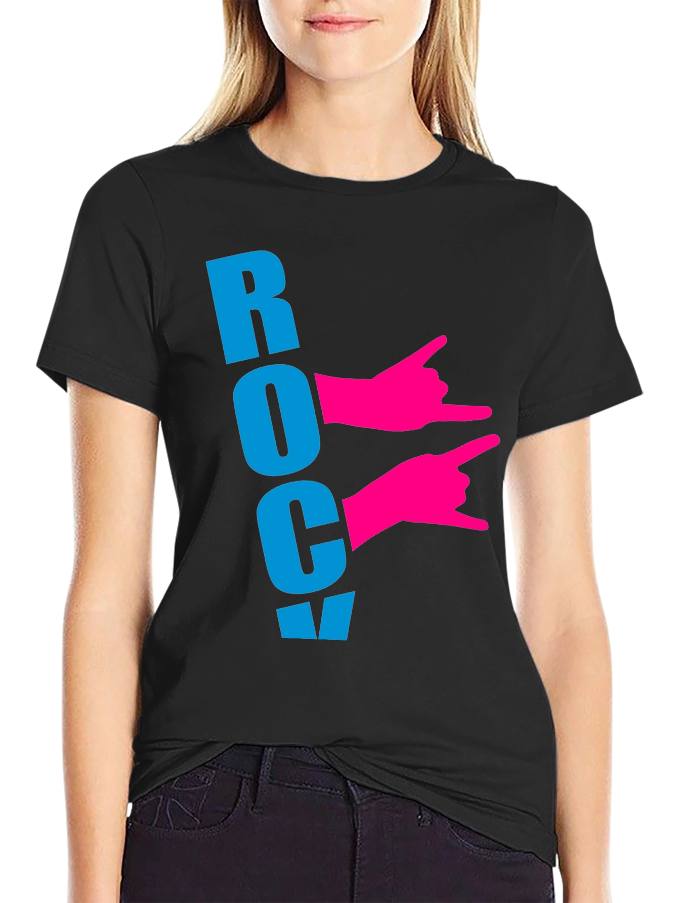 Rock On! Black Graphic T-Shirt