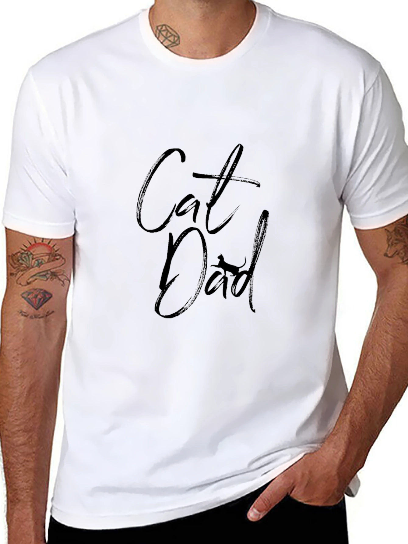 Cat Dad T-Shirt - Black Graphic Tee