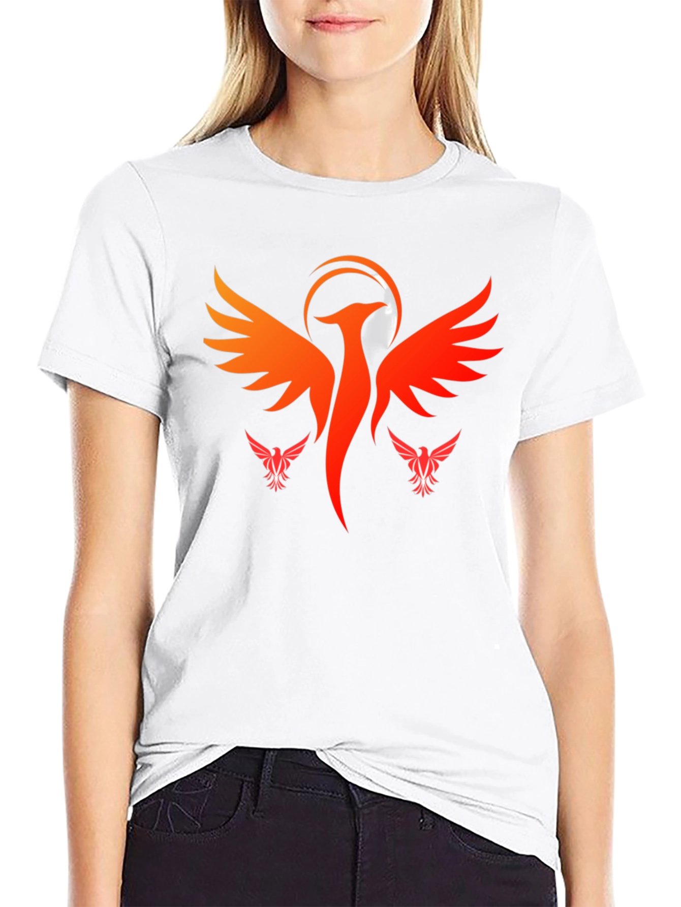 Fiery Phoenix Graphic T-Shirt - Black
