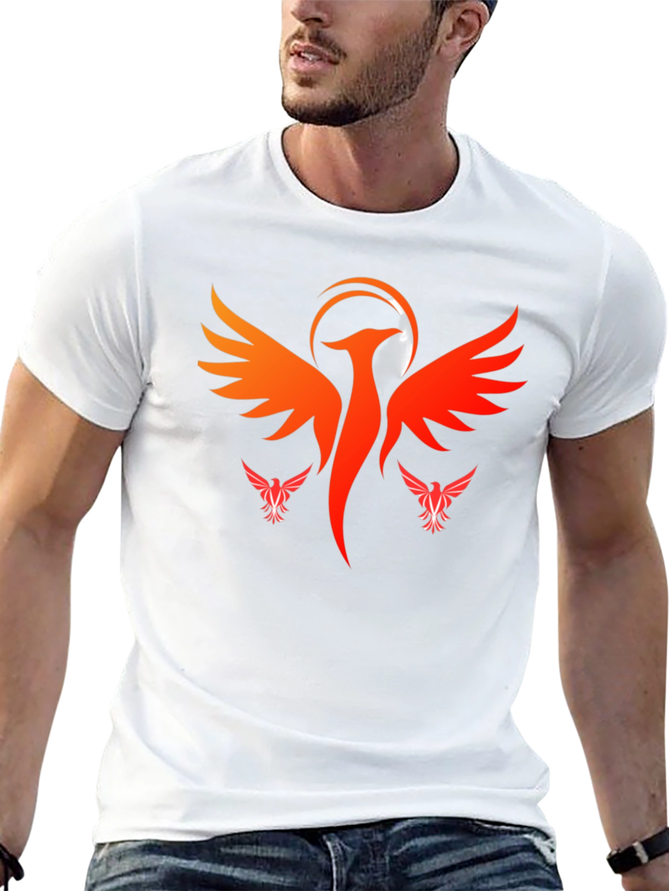 Fiery Phoenix Graphic T-Shirt - Black