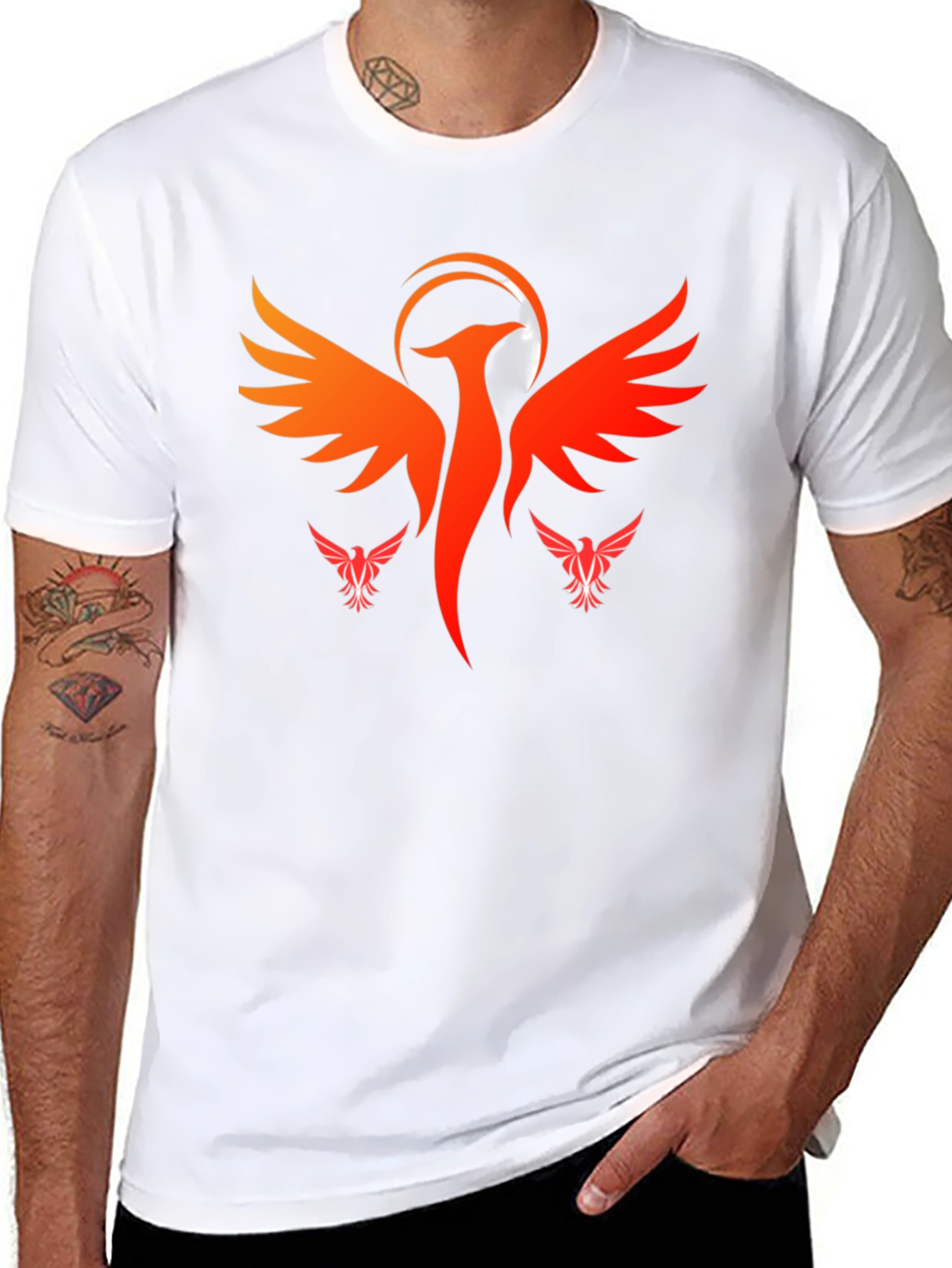 Fiery Phoenix Graphic T-Shirt - Black
