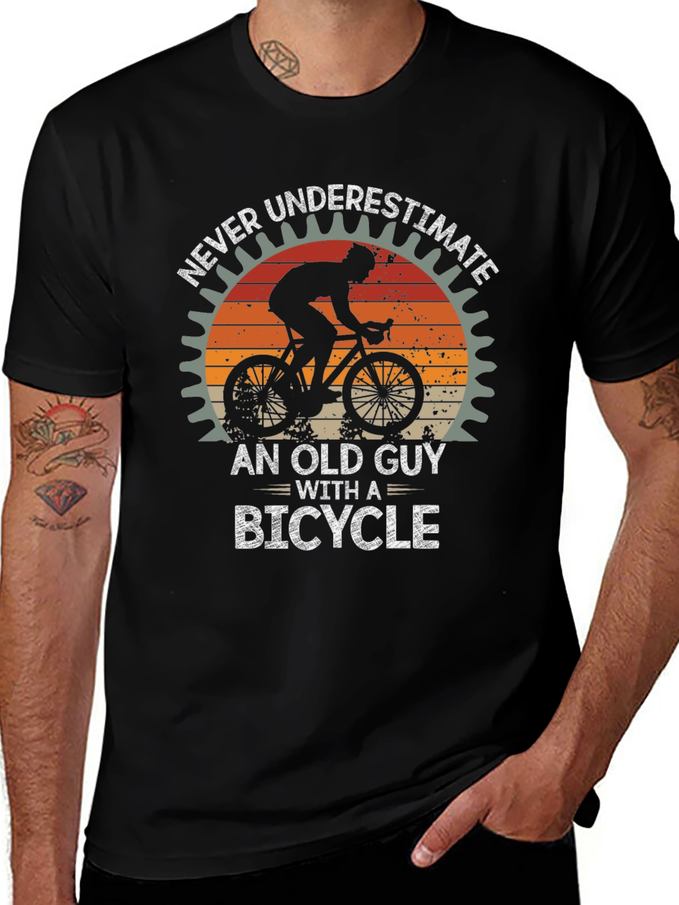 Never Underestimate an Old Guy with a Bicycle T-Shirt