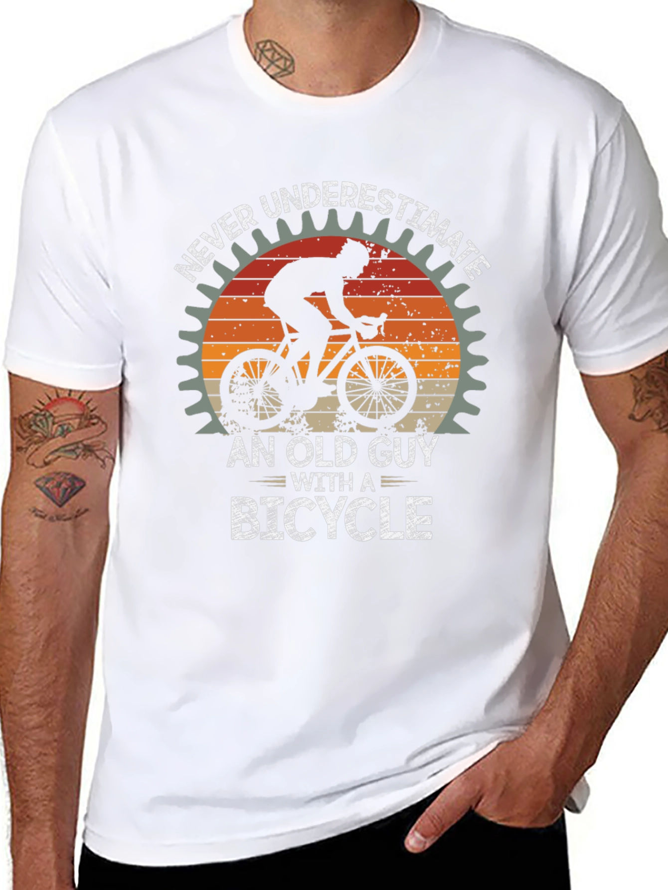 Never Underestimate an Old Guy with a Bicycle T-Shirt